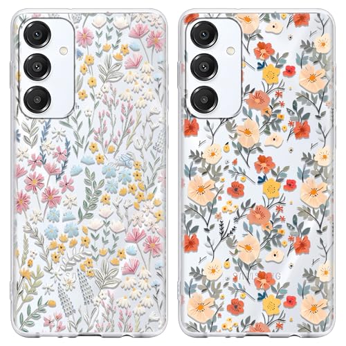 2 Pack Summer Case for Samsung Galaxy A14 5G Clear, Cute Flower Daisy Aesthetic Pattern Design Floral Phone Cover Transparent, Soft TPU Shockproof Protective Shell for Samsung A14 5G 6,6" - color: Flower Daisy, size: Samsung Galaxy A14 5G