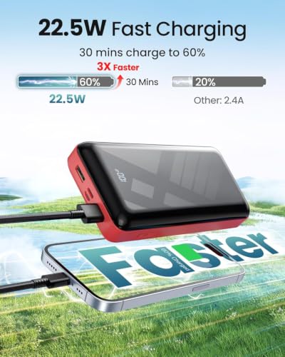 Power Bank 50000mAh 22.5W Fast Charging Portable Charger USB C Battery Pack - color: Red