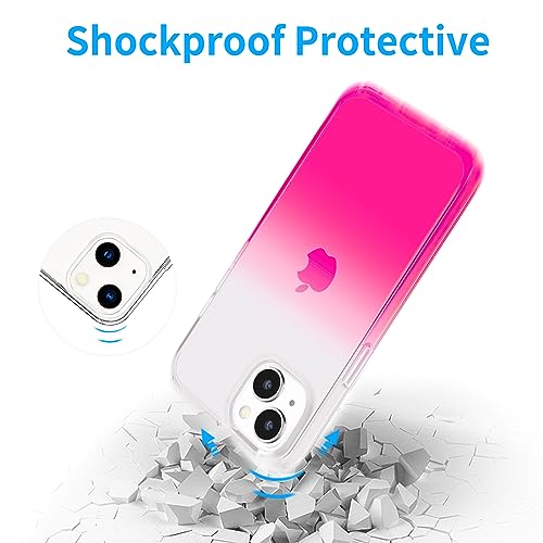 JJGoo Compatible with iPhone 14 Case Clear, Soft Shockproof Protective Slim Thin Phone Bumper Cover Transparent Phone Case, Gradient Pink - color: Gradient Pink