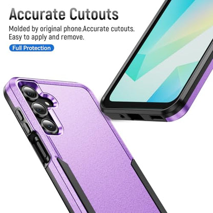 Phone Case for Samsung Galaxy A17 5G Case, Samsung A17 5G Case with Tempered Glass Screen Protector, Soft TPU Hard Back Double Layer Phone Cover (Violet) - color: Violet