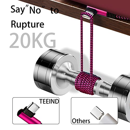 Teeind USB C Angle Cord: [90 Degree/6ft/4Pack] Nylon USB C Cable Compatible with Samsung Galaxy S10/S10e/9/Note 10, Charger Cable-[Blue/Black/Magenta/Purple] - size: 6 feet