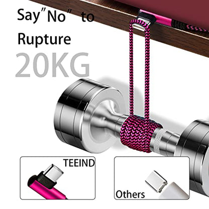Teeind USB C Angle Cord: [90 Degree/6ft/4Pack] Nylon USB C Cable Compatible with Samsung Galaxy S10/S10e/9/Note 10, Charger Cable-[Blue/Black/Magenta/Purple] - size: 6 feet