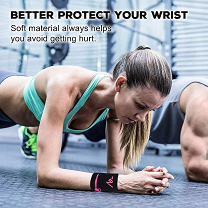 NEWZILL Wrist Wallet Wristband with Zipper for Men & Women, Cotton - color: Black/Pink, size: Small