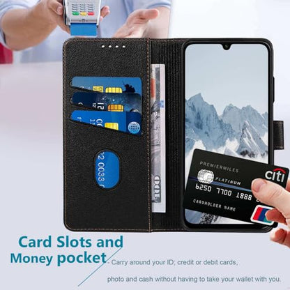 for Galaxy A17/A16 5G Phone Case Wallet RFID Blocking (Black) | Premium PU leather, card holder/cash slots, protective flip cover for Samsung Galaxy A17/A16, magnetic closure, kickstand - color: Black