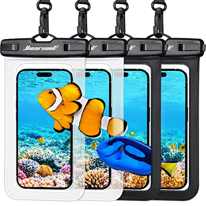 Hiearcool Waterproof Phone Pouch, Waterproof Phone Case, Black&Clear 4-Pack | Durable multilayer IPX8 protection; touchscreen access and fit up to 8.9 inches; cruise essentials 2026 for beach and pool - color: Pack of 2 Black 2 Clear