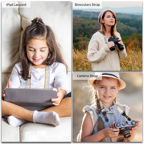 FIEIL 5 Pack Adjustable Shoulder Strap, Nylon Camera Strap, Comfortable Neck Strap for iPad, Cellphone Tablet, Camera, Laptop, Binocular, Luggage Bag (Rainbow Heart Universal Lanyard) - size: 5 Pack Rainbow Heart