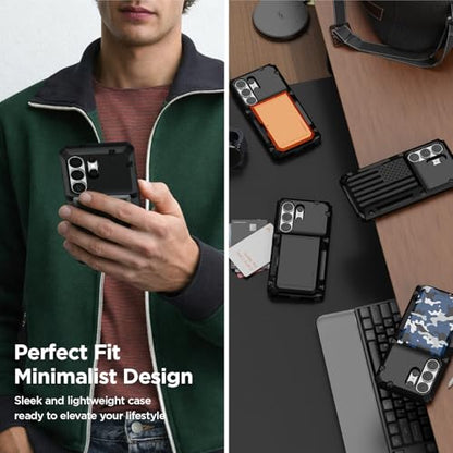 VRS DESIGN Damda Glide Pro for Samsung Galaxy S26 Ultra Case (2026), [US Patented] Semi-Automatic Card Holder Wallet Case [Stores 4 Cards], Heavy Duty Rugged Shockproof Protective Cover (Matte Black) - color: Matte Black