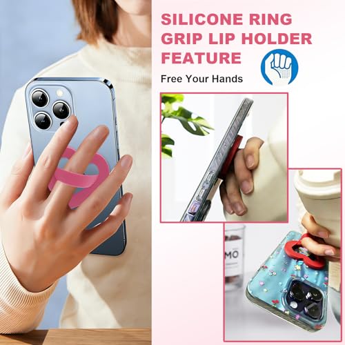 Silicone Loop Ring Grip Holder, Self-Adhesive Love Finger Loop Holder, Soft and Portable,Compatible Most Phone Models(Rose Pink)
