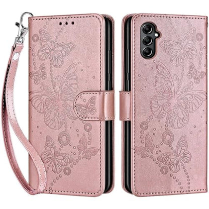 for Samsung Galaxy A14 5G Wallet case, Rose Gold-Butterfly | 3 Card Holders, Kickstand, Shockproof TPU Shell, PU Leather, Magnetic Closure, Protective Flip Folio Cover, Women - color: 6