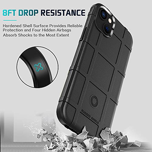 Rugged Shield 8ft Drop Proof TPU Thick Armor Tactical Protective Case Compatible with iPhone 14 Plus (6.7 inches) - Dark Black - color: Dark Black, size: iPhone 14 Plus