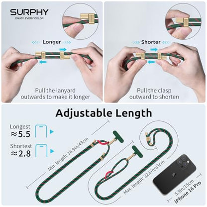SURPHY Phone Lanyard Crossbody, Phone Strap Crossbody with 2 Tether Tabs - color: Christmas Green
