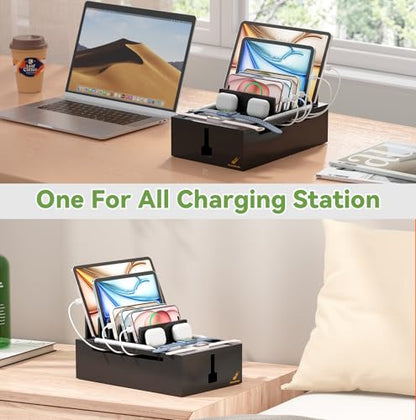 Pezin & Hulin Bamboo Charging Station-Black, (No USB Charger and Cables) - color: Black, size: Dock (No Charger&Cables)