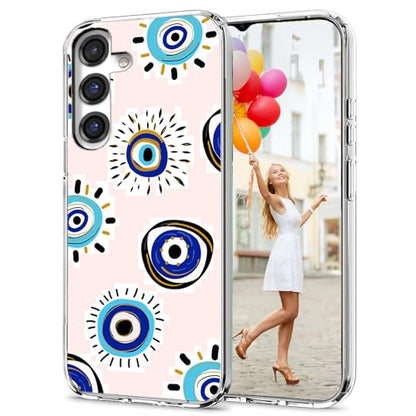 for Samsung Galaxy S24 FE Case for Girl Women Men, Full Protective Shockproof Slim Soft TPU Clear Phone Cover Cases with Design for Galaxy S24 FE,Cool Fun Fashion Blue Evil Eye - color: Blue Evil Eye