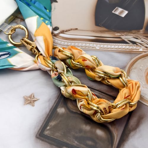 AGEN KGEN Phone Charms with Scarf Gold Metal Phone Lanyard Wrist Strap - color: Colorful