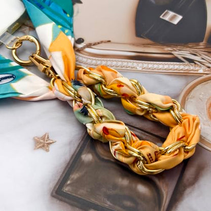 AGEN KGEN Phone Charms with Scarf Gold Metal Phone Lanyard Wrist Strap - color: Colorful