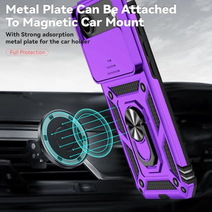 for iPhone Air Case, with Slide Camera Cover HD Screen Protector [Military Grade 16ft. Drop Tested] Ring Holder Kickstand Protective Phone Case for Apple iPhone Air 2025, Purple - color: Purple w/ Slide Camera 2nd gen. Military Grade