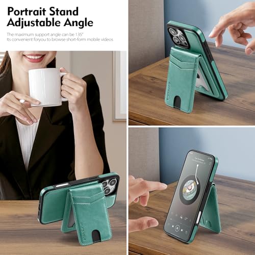 SkyEagle Compatible with MagSafe iPhone 16 Pro Wallet Case,Blue Green - color: Blue Green, size: iPhone 16 Pro - 6.3"