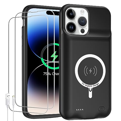 Battery Case for iPhone 14 Pro, 10000mAh High Capacity Rechargeable Portable Protective Extended Charger Case Wireless Charging Compatible with iPhone 14 Pro (6.1 inch) Charging Case & Carplay (Black) - size: iPhone 14 Pro (6.1 inch)