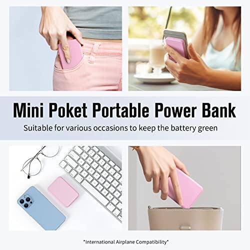S22 Portable Charger, Mini Colorful Power Bank, 5000mAh External Battery Pack Compatible with iPhone 15/14/13/12/11/X All Series and Android Phone, Pink - color: Red