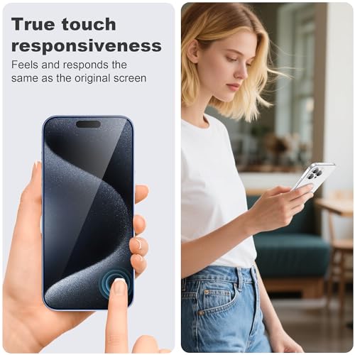 Compatible with iPhone 15 Pro Max Screen Protector with Auto-Alignment Install Kit [Full Edge Coverage] Shatterproof Tempered Glass Screen Protector for iPhone 15 Pro Max 6.7" [2 Pack] - size: iPhone 15 Pro Max
