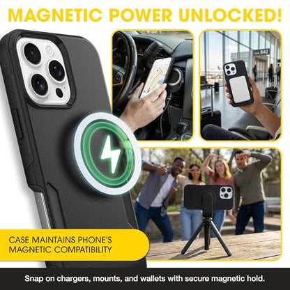 OtterBox iPhone 16 Pro Max – Commuter Series Slim MagSafe Case - Black | 3X Military Drop Protection - Dual-Layer Design - Pocket-Friendly - Raised Edges - Port Covers - Non-Retail Packaging - color: Black