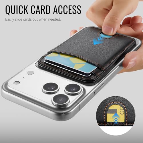 for Magsafe Wallet Magnetic Card Holder RFID Blocking, Black - color: Black