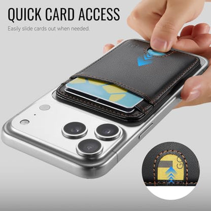 for Magsafe Wallet Magnetic Card Holder RFID Blocking, Black - color: Black