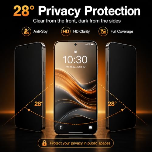 Privacy Screen Protector for iPhone Air (2-Pack) - 9H Tempered Glass with Anti-Scratch & Easy Installation