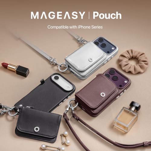 MAGEASY Pouch Compatible with MagSafe, Crossbody Wallet Case for iPhone 18 Pro Max & 17 Pro Max - Removable Wallet with Strap, 16ft Drop Protection, Card Holder Coin Pocket Magnetic Purse (Burgundy) - color: Burgundy, size: iPhone 17/18 Pro Max