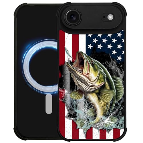 case for iPhone 17 Air,Compatible with Magsafe,All-Round Protection Shockproof Anti-Scratches TPU Case Cover-Vital Bass Fish American Flag - color: Vital bass fish American flag, size: IPhone 17 Air
