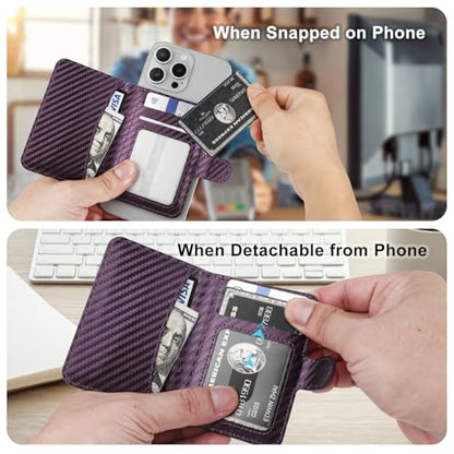 Bocasal for MagSafe Card Wallet for iPhone, Carbon Fiber Purple - color: Carbon Fiber Purple