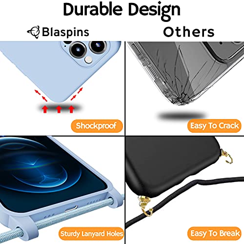 Crossbody Lanyard Strap Case for iPhone 14 Pro Max, Neck Cross Body, Adjustable Holder Removable, Drop Protection Shockproof, Hands-Free Silicone Case 6.7 inch, 150 cm Strap, iP14PM - Blue - color: Blue