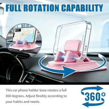 Car Dashboard Phone Holder,360° Rotation Car Phone Holder,Anti-Slip Design - color: Pink
