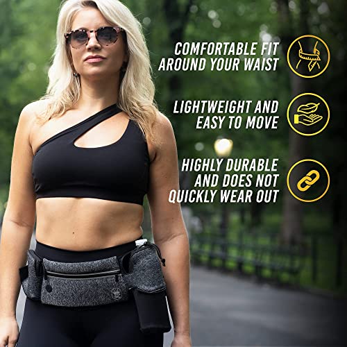 Running Belt with Water Bottle Holder Waist Bag Extender Grey - color: Grey