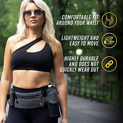 Running Belt with Water Bottle Holder Waist Bag Extender Grey - color: Grey
