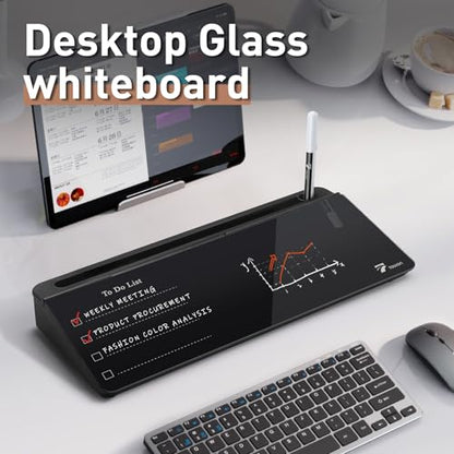 TOWON Glass Desk Whiteboard 16x7 in with to-Do List Templates, Black - color: Line Black