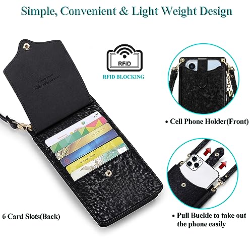 Peacocktion Small Crossbody Cell Phone Purse for Women, Lightweight Mini Small Crossbody Bags for Women with Card Slots - color: 08-black With Tassel