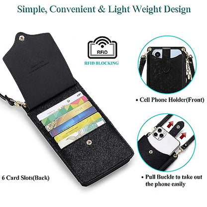 Peacocktion Small Crossbody Cell Phone Purse for Women, Lightweight Mini Small Crossbody Bags for Women with Card Slots - color: 08-black With Tassel