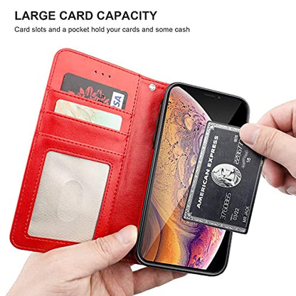 Bocasal Detachable Wallet Case Card Holder for iPhone Xs Max, Red - color: Red