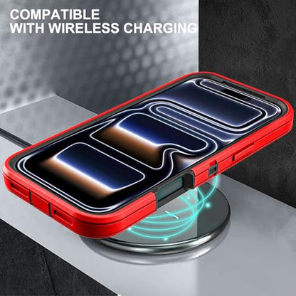 YKHJKLEC for iPhone 17 Pro Case, Military Grade 3 in 1 Heavy Duty Shockproof/Drop Proof/Dust Proof Case with 2Pcs Tempered Glass Screen Protector (Red/Black) - color: Red/Black