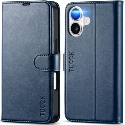 TUCCH Case Wallet for iPhone 17 (6.3") 2025, RFID Blocking Folio, Dark Blue | 4 Card Holders, Kickstand, PU Leather, Magnetic Closure, Shockproof TPU Shell, Protective Flip Cover - color: Dark Blue