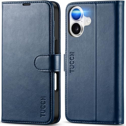 TUCCH Case Wallet for iPhone 17 (6.3") 2025, RFID Blocking Folio, Dark Blue | 4 Card Holders, Kickstand, PU Leather, Magnetic Closure, Shockproof TPU Shell, Protective Flip Cover - color: Dark Blue