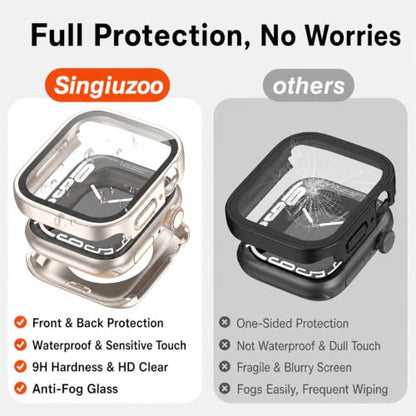 2-Pack Waterproof Case for 40mm Apple Watch SE 3/2/1 Series 6/5/4 - color: Starlight/Clear, size: 40mm(SE3/SE2/SE/6/5/4)