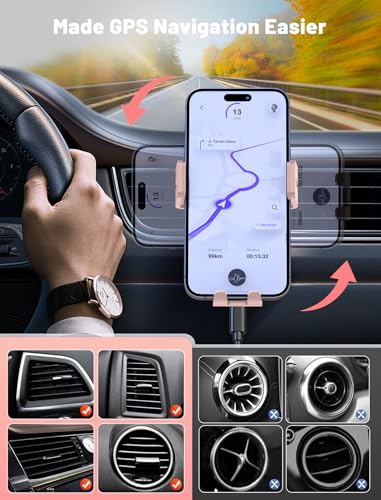 Wireless Car Charger Auto-Clamping Air Vent Car Mount 15W Fast Charging - color: Pink
