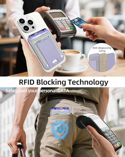 Upgraded for Magsafe Wallet, 7 Card Holder, RFID Blocking, Strongest Magnet | Magnetic Wallet for iPhone 17/16/15/14/13/12 Series, for iPhone Magsafe Wallet with 2 Card Slots, Vegan Leather, Light Purple - color: Light Purple-Upgraded