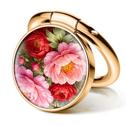 Cell Phone Ring Holder, Cute Phone Ring Grip Stand, 360°Rotation Funny Metal Kickstand Finger Grip Cute Blooming Flowers - color: Cute Blooming Flowers