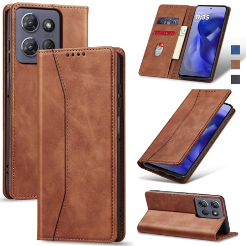 Jasonyu Flip Wallet Case for Moto G Power/Play (2025),Leather Magnetic Folio Cover with Card Holder,Kickstand - TPU Shockproof Durable Protective Phone Case,Brown | PU Leather Magnetic Folio Cover,with Card Holder,Kickstand,TPU Shockproof,Durable,Protecti