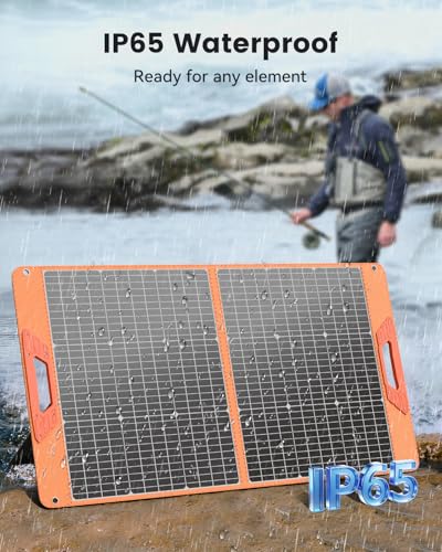 SOLUPUP 100W Portable Solar Panel for Power Station, 23.5% High Efficiency Foldable Solar Charger with DC/XT60/Anderson Cable, QC3.0 USB Outputs, IP65 Waterproof for Outdoor Camping RV Off-Grid - size: 100W