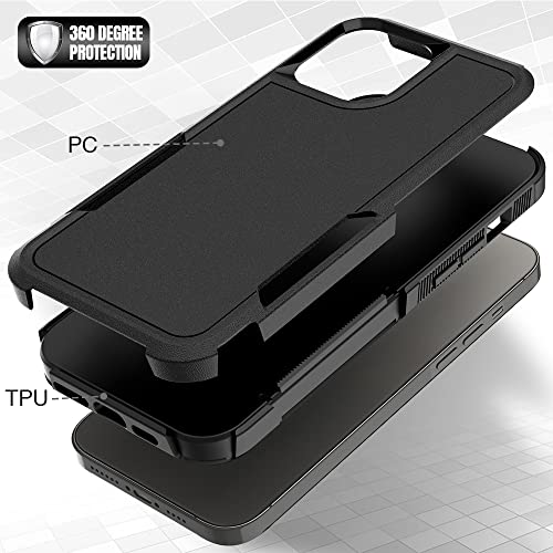 Heavy‑Duty Rugged Anti‑Drop Shockproof Protective Phone Case for iPhone 13 Pro Max, Durable Protective Shell, Black - color: Black, size: iPhone 13 Pro Max