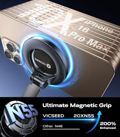 VICSEED Upgraded Car Phone Holder for Magsafe Car Mount [Strongest Suction] - color: Translucent Black